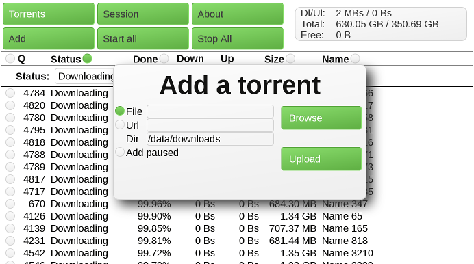 Add a torrent manually.