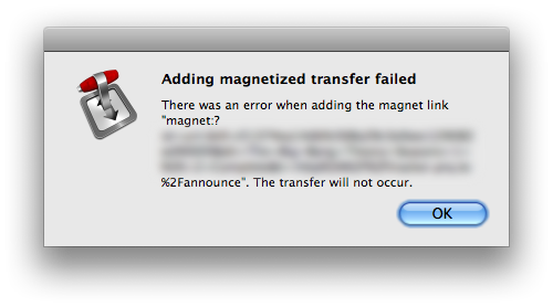 Adding magnetized transfer failed