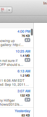Right edge of list of emails in Apple Mail